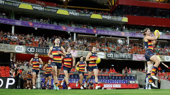 The match between the Suns and Crows is underway. (Photo by Russell Freeman/AFL Photos via Getty Images)