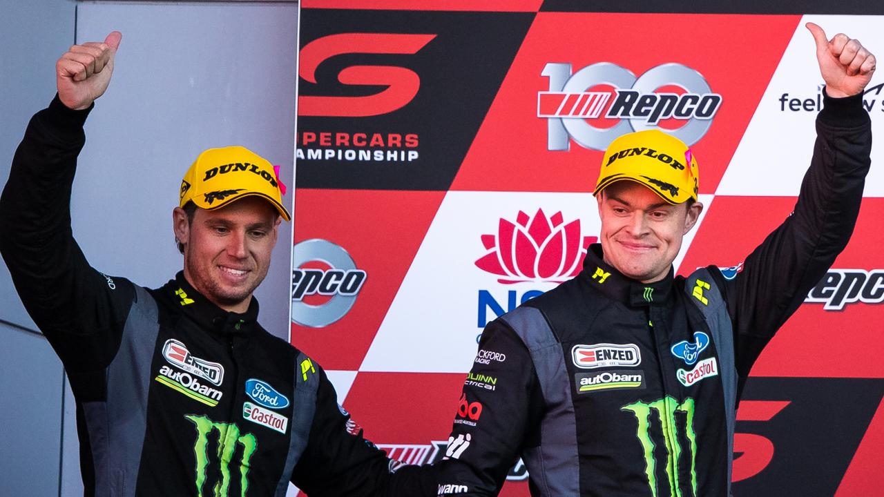 Cameron Waters (L) and James Moffat will pair up for a fourth straight year for the Supercars enduros. Picture: Daniel Kalisz/Getty Images