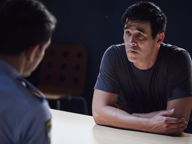 Justin (James Stewart) is interviewed at the station by new cop Chase Newman (Nick Cartwright). Picture: Channel 7