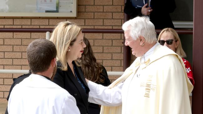 Annastacia Palaszczuk, premier of QLD, At the State Funeral Service for Mike Ahern AO, at Our Lady of the Rosary Catholic Church, Caloundra, on Friday 25th August 2023 - Photo Steve Pohlner