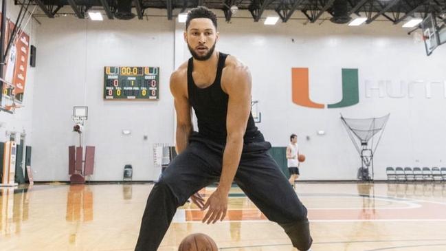 Ben Simmons looking fit and focused in training. Picture: Instagram