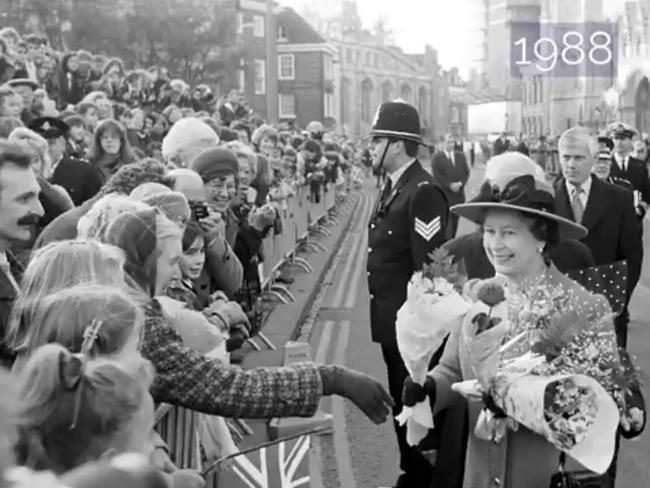 The Queen meeting her fans in 1988. The Royal Family are marking her 93rd Birthday on April 21, 2019. Picture: Twitter/Royal Family