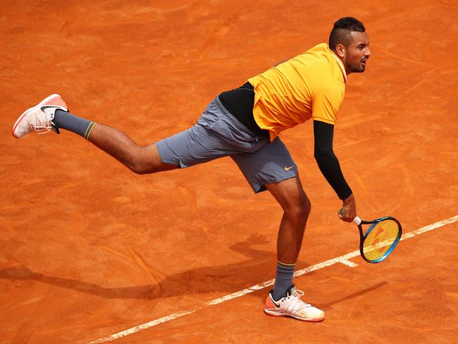 Nick Kyrgio during a disastrous outing on the clay in Rome. The controversial Aussie star now has his sights set firmly on Wimbledon.