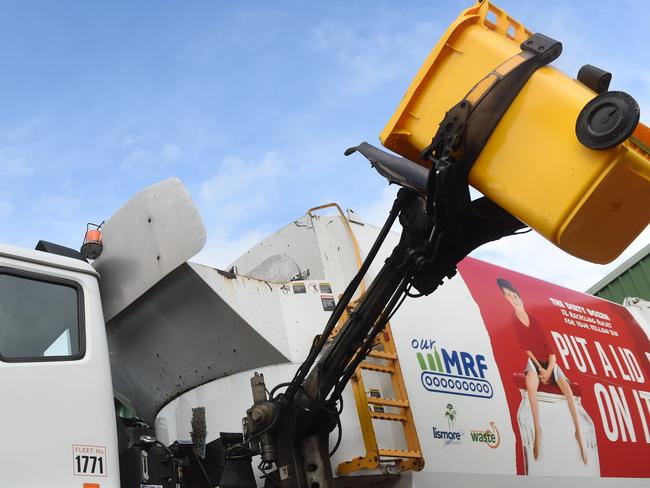 Connor Robb, 8, of Lismore gets to experience the working controls of MRF truck at the Upcycle Your Holiday school holiday event at the Lismore Recycling & Recovery Centre.