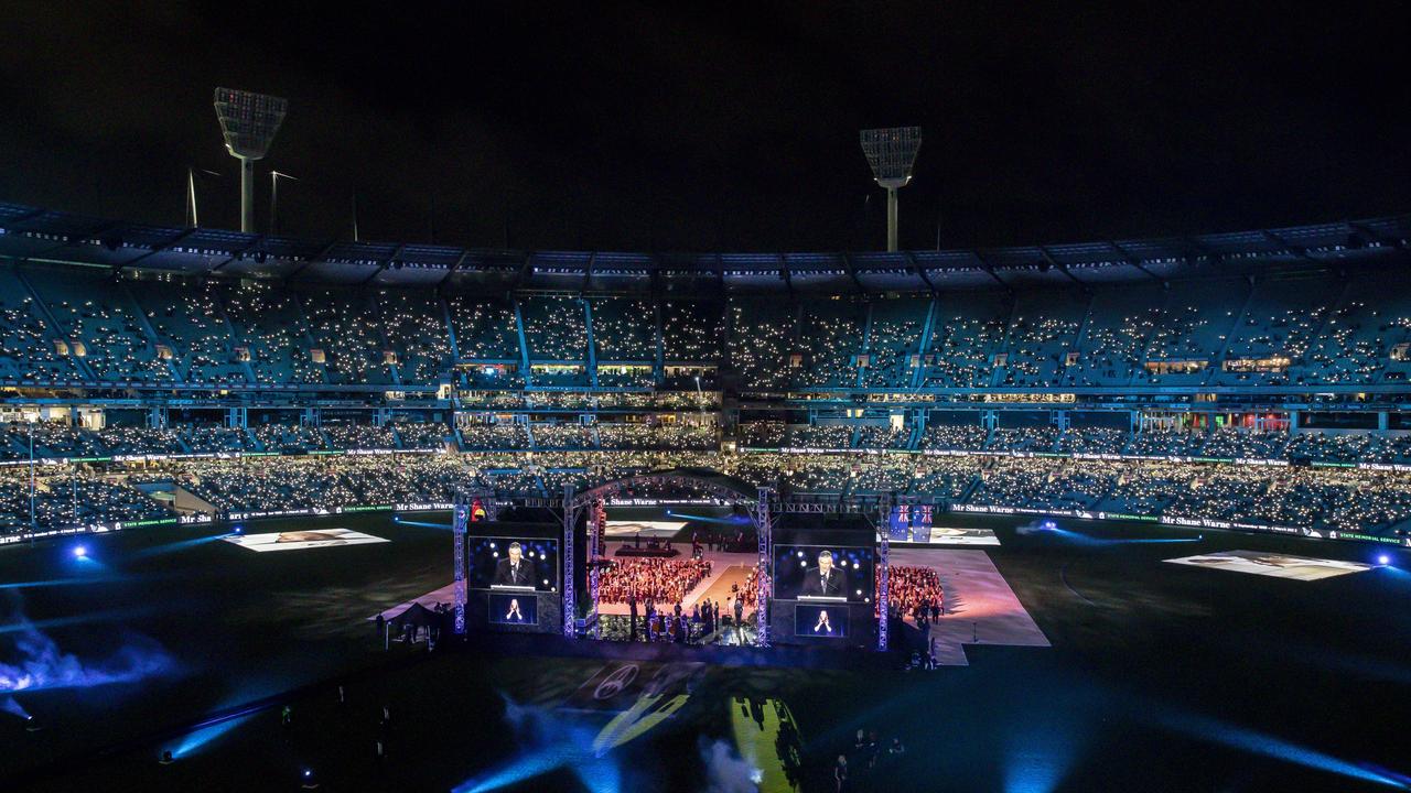 Inside the MCG for the Shane Warne memorial. Picture: Getty Images