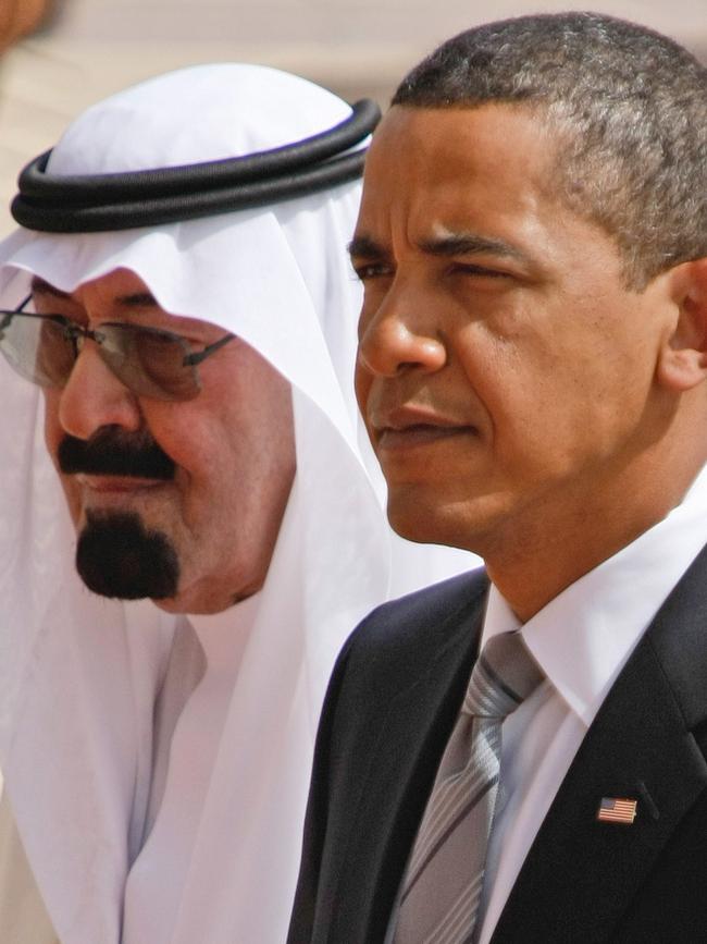 The late King Abdullah of Saudi Arabia, left, welcomes Barack Obama to Riyadh in 2009.