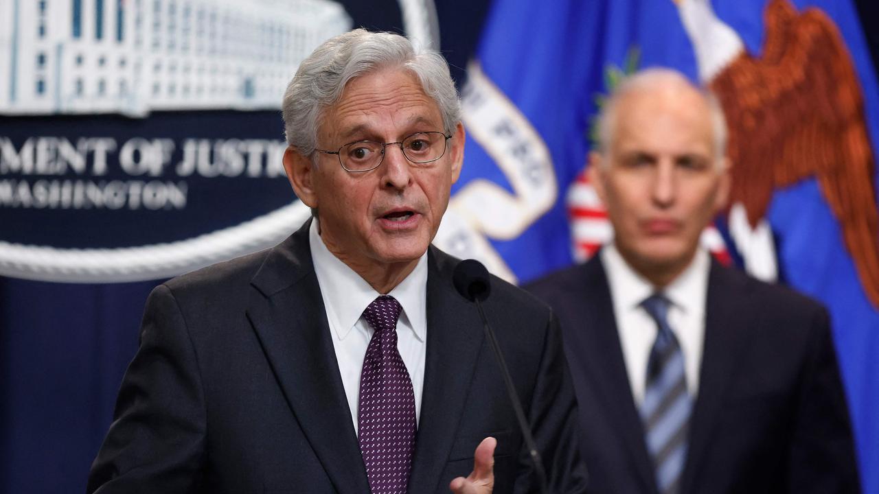 US Attorney-General Merrick Garland (left). Picture: Chip Somodevilla/Getty Images/AFP