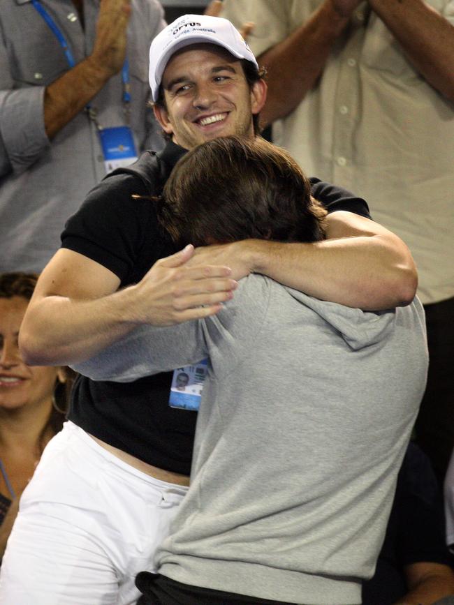 Tin Bikic celebrates as Dokic wins a match in the 2009 Australian Open.