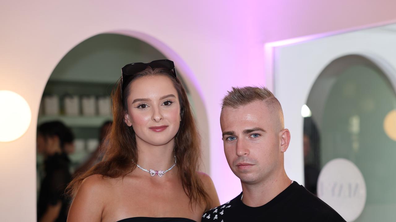 Abby Carruthers and Zach Bell at Palm Springs Burleigh for the MAY-I Christmas party. Picture: Portia Large