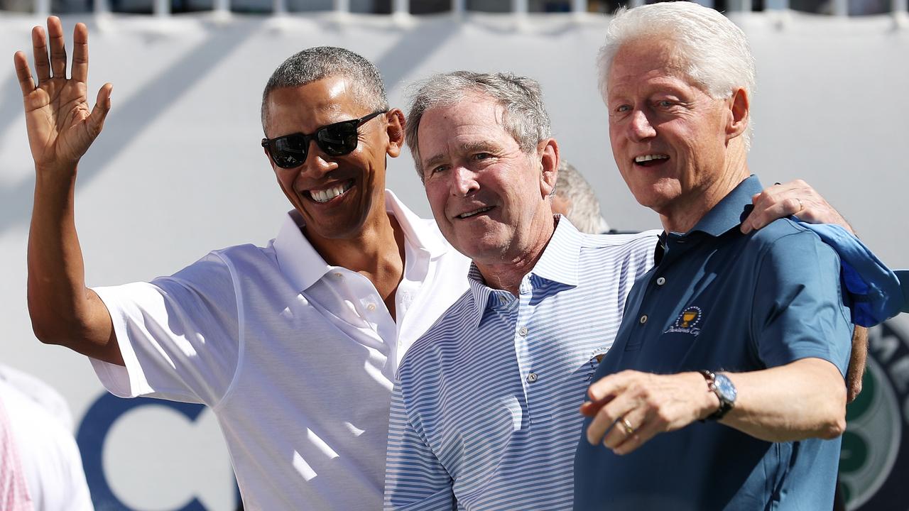 Former US Presidents Barack Obama, George W. Bush and Bill Clinton in 2017. Picture: Rob Carr/Getty Images