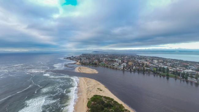 Aerial drone shots of Tuggerah Lakes/The Entrance Channel and the flooding in the region. Picture: @photoslog