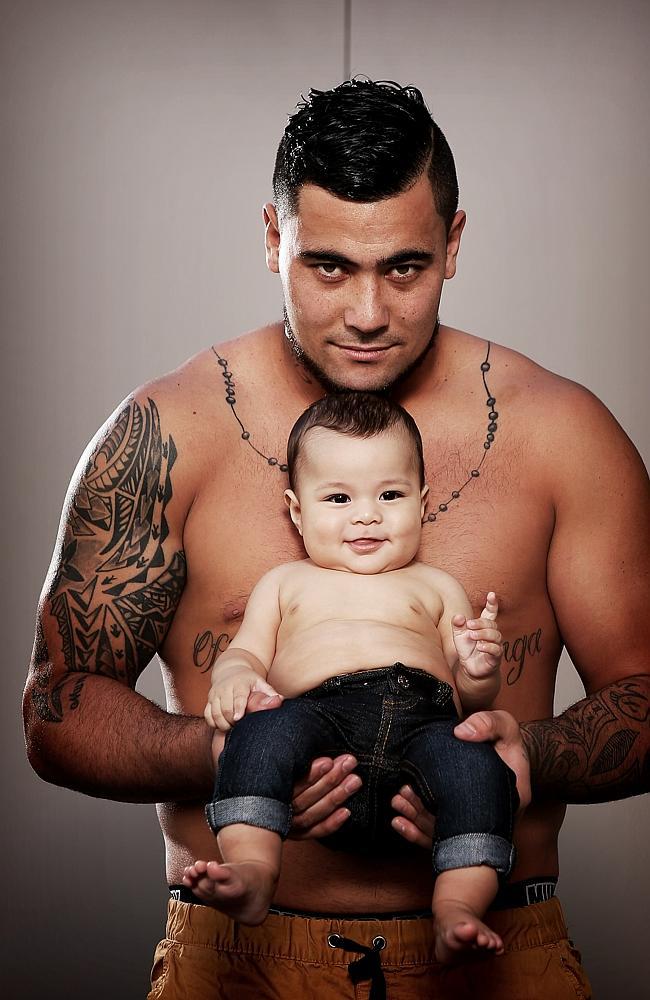 Andrew Fifita with his son Latu Jay.