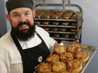 CM TASTE - Mick Hobson, aka the Goat Pie Guy, with 'Deluxe Goat Pies'. Pic Anthony Weate