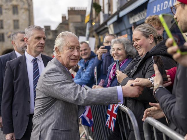 King Charles III greets members of the public as he attends a welcoming ceremony at Micklegate Bar where, traditionally, The Sovereign is welcomed to the city during an official visit to Yorkshire. Picture: James Glossop – WPA Pool/Getty Images