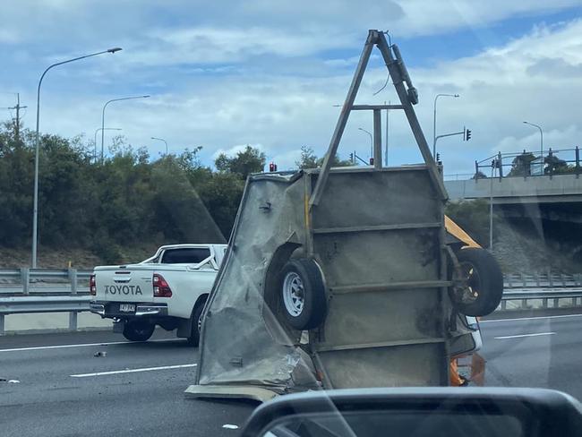 Traffic is blocked on the m1 after a two car crash at Reedy Creek