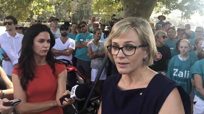 Barrister and former world champion skier Zali Steggall announces she will contest Tony Abbott’s Sydney seat of Warringah as an independent. Picture: AAP 