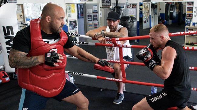 Luke Jackson working with new trainer Fidel Tukel, who has helped turn the boxer's life around.