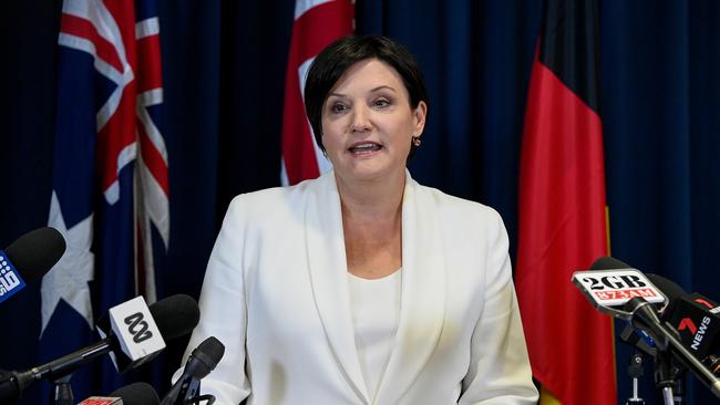 Outgoing NSW Opposition Leader Jodi McKay announces her resignation. Picture: AAP Image/Bianca De Marchi