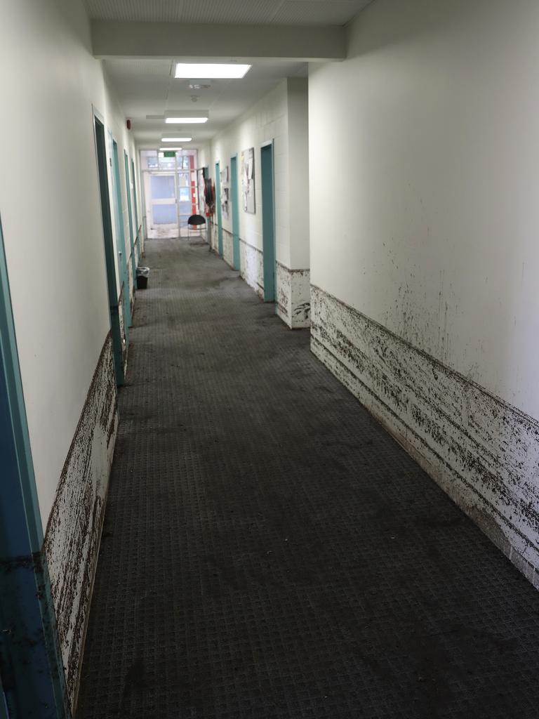 Flood damage in the law faculty at the University of Tasmania. Picture: LUKE BOWDEN