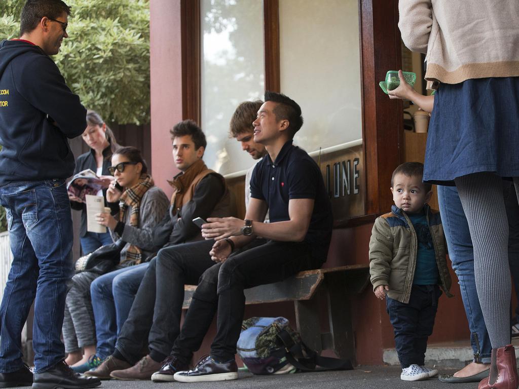 People queue to buy a Parisian style pastry at Lune Croissanterie in Elwood. Picture: Ian Currie