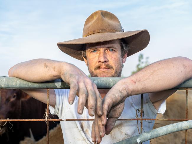 Cattle and silage farmer James Dunbier, 38, said he would remain in the region despite the flood devastating his farm and wiping out almost half of his breeding cows. Picture: Thomas Lisson