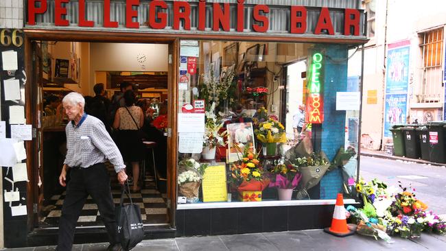 Pellegrini’s turned into a makeshift shrine to Sisto. Picture: Getty