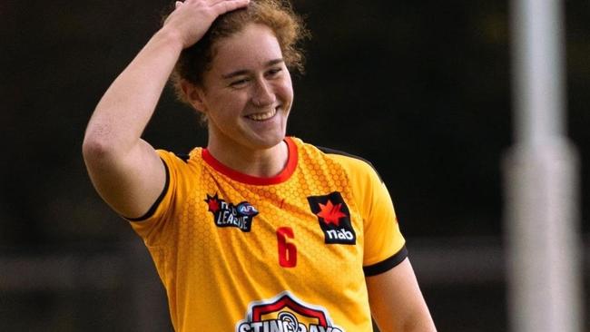 Dandenong Stingrays speedster Amber Clarke on the training track. Pic: Jasmine Bennett.