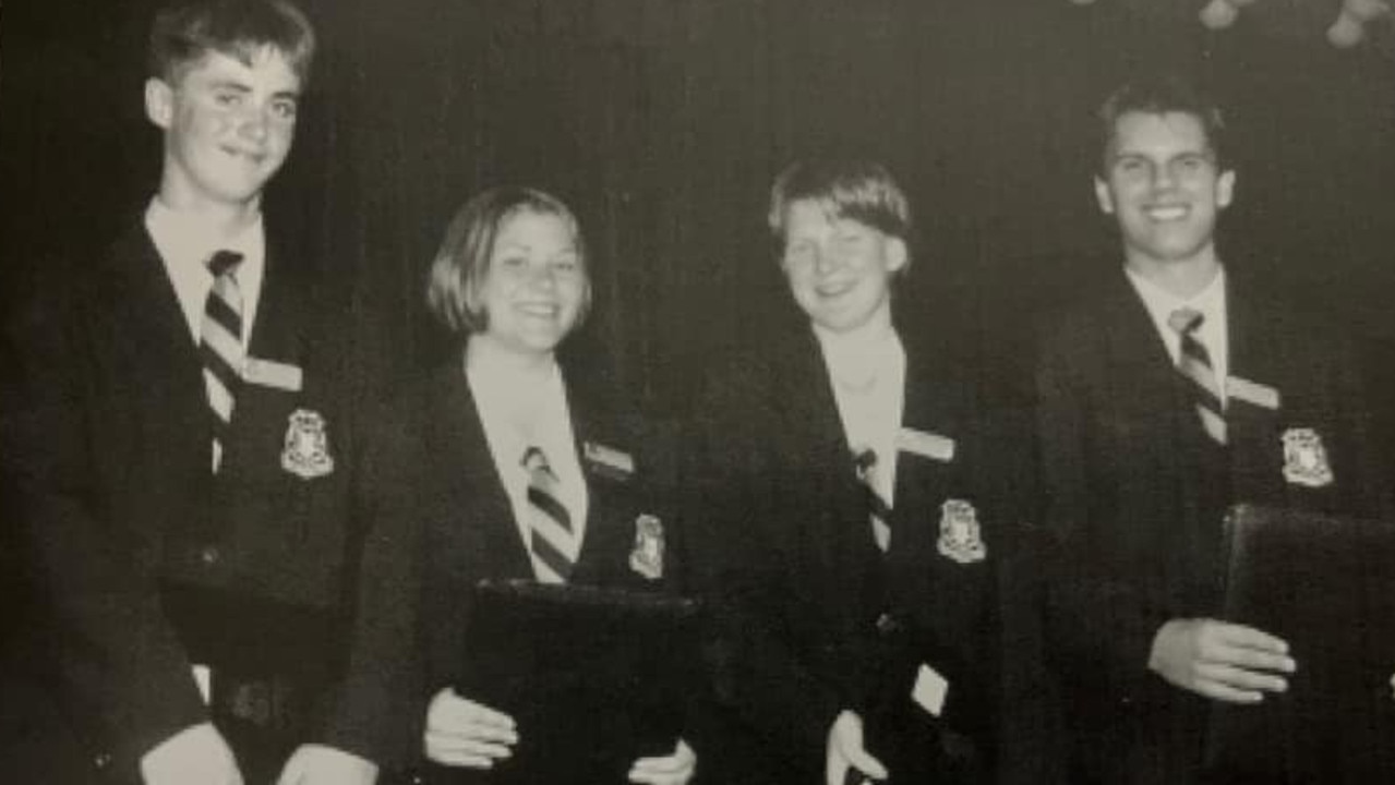 Year 2000 Bundy High captains Joe Norris and Holly Nicholson with vice captains Alison Bedford and Chris Rhode.