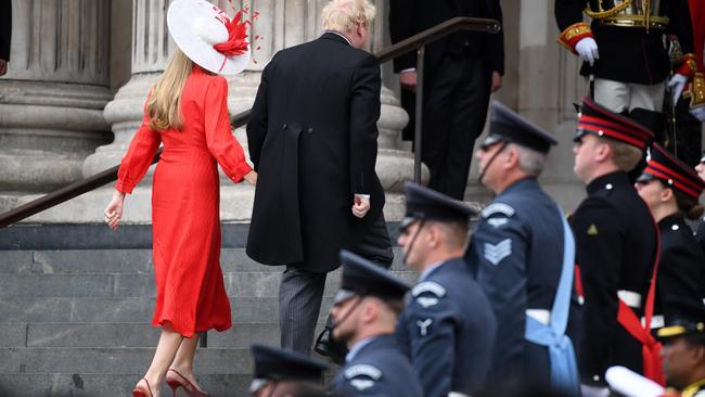 Prime Minister Boris Johnson arrives with his wife Carrie Johnson. Picture: Chris J Ratcliffe/Getty Images