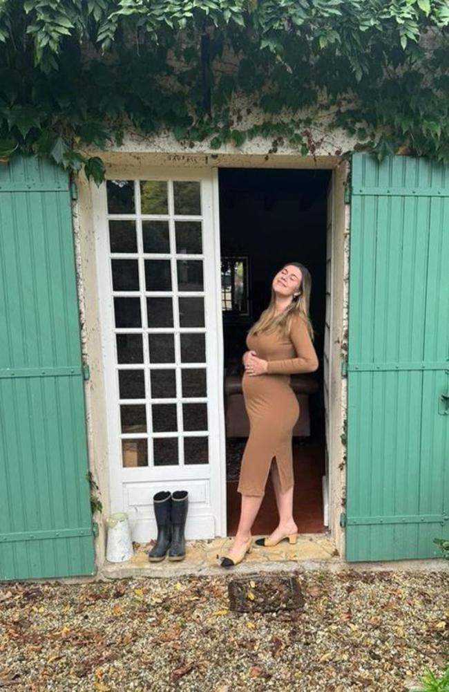 Brittany Higgins while pregnant in their French home. Picture: Instagram