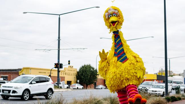 Big Bird has been waving at passing motorists on Wednesday morning. Picture: Morgan Sette