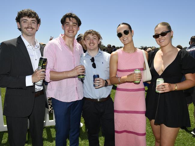 Apiam Bendigo Cup was held at Bendigo Racecourse, Bendigo, Victoria, on Wednesday, October 30th, 2024. Pictured enjoying the horse racing carnival are Christopher, Alex, Zak, Rosie, Ella. Picture: Andrew Batsch