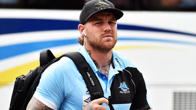 Round 3 match of the NRL Telstra Premiership between the North Queensland Cowboys v Cronulla Sharks from 1300 Smiles Stadium, Towsnville. Sharks Josh Dugan arrives at 1300 Smiles Stadium. Picture: Zak Simmonds