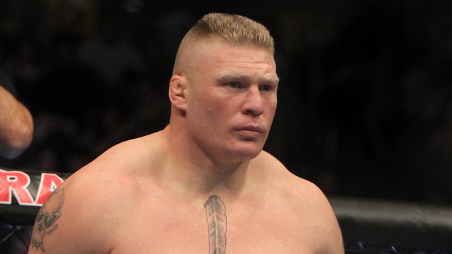 LAS VEGAS, NV - DECEMBER 30: Brock Lesnar stands in the Octagon before his bout against Alistair Overeem during the UFC 141 event at the MGM Grand Garden Arena on December 30, 2011 in Las Vegas, Nevada. (Photo by Josh Hedges/Zuffa LLC/Zuffa LLC via Getty Images)