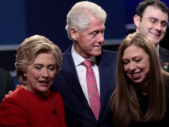 Chelsea Clinton watched her mother, Democratic presidential nominee Hillary Clinton, at the debate with her father, the former US President Bill Clinton. Picture: Drew Angerer / Getty Images / AFP