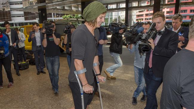 Nat Fyfe is out long-term after re-injuring his leg. Picture: Jason Edwards