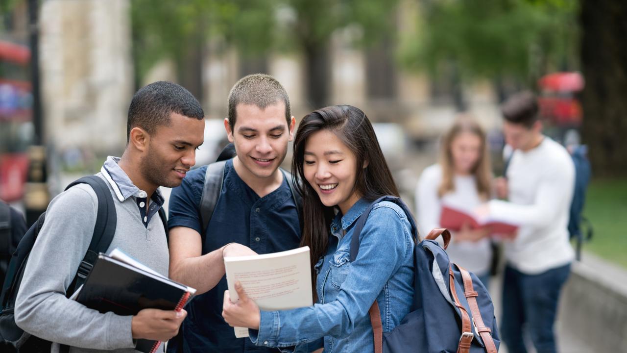 Students with books