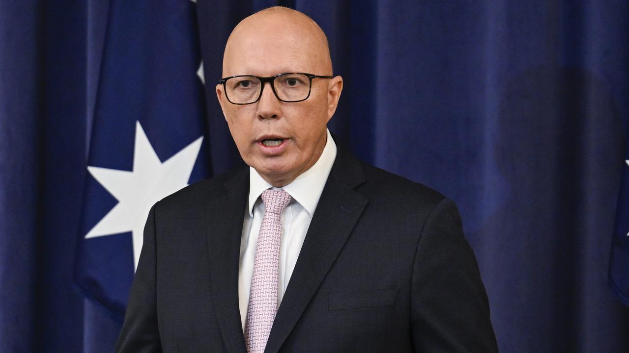 Peter Dutton urged Donald Trump to be ‘very careful’ over his future comments over Russia’s ‘unprovoked’ invasion of Ukraine. Picture: NewsWire/ Martin Ollman