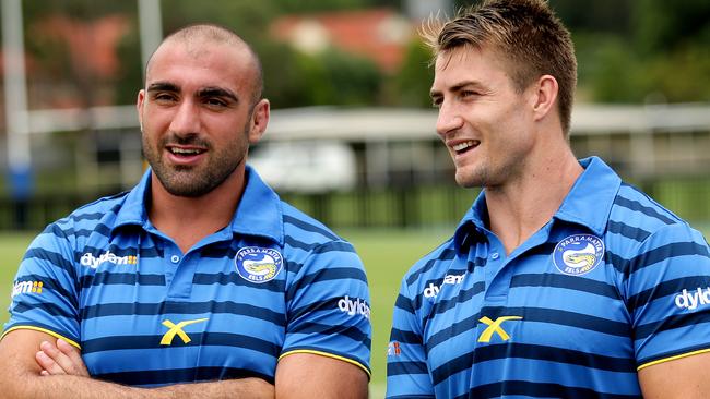 Parramatta Eels captains Kieran Foran and Tim Mannah. Picture Gregg Porteous