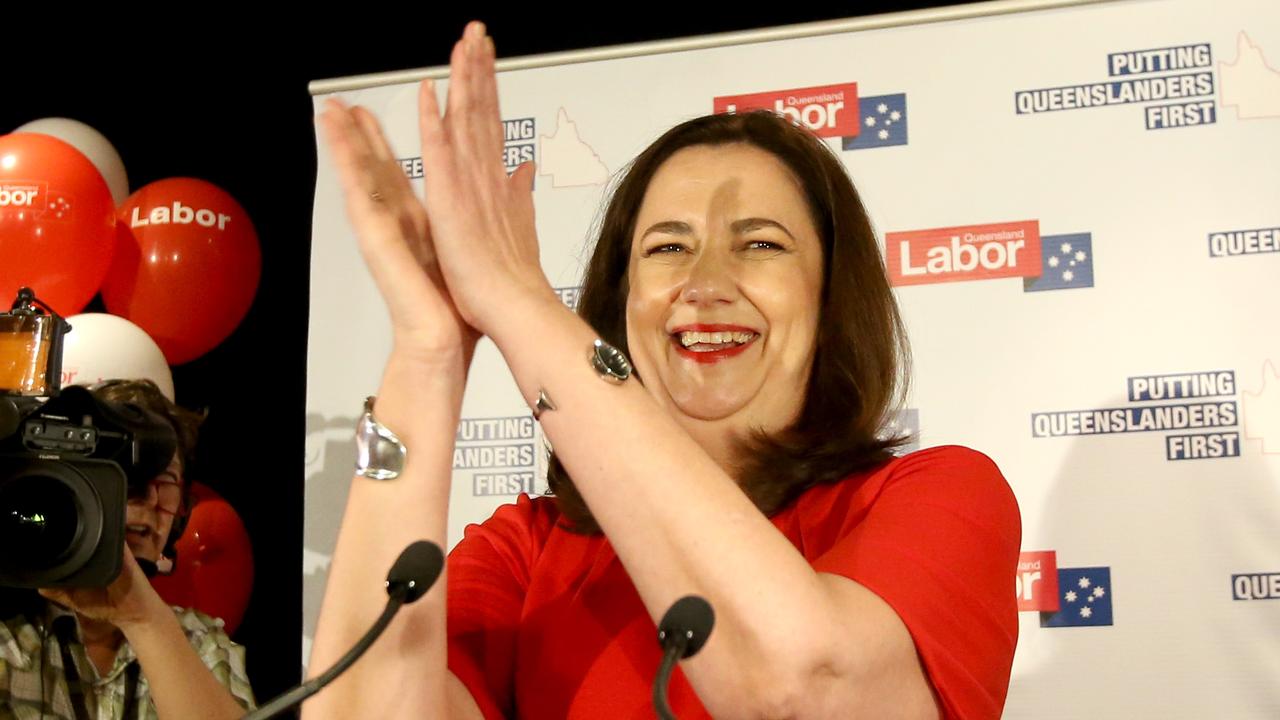 Annastacia Palaszczuk Premier of QLD , thanks supporters, at the Labour election event at Oxley Golf Club, Oxley, Brisbane, on Saturday November 25th 2017. Ms Palaszczuk has . AAP Image/Steve Pohlner