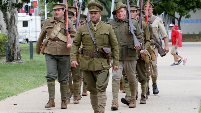 Rehearsing for the re-enactment of the Gallipoli landings at Tweed Heads. Picture: Mike Batterham