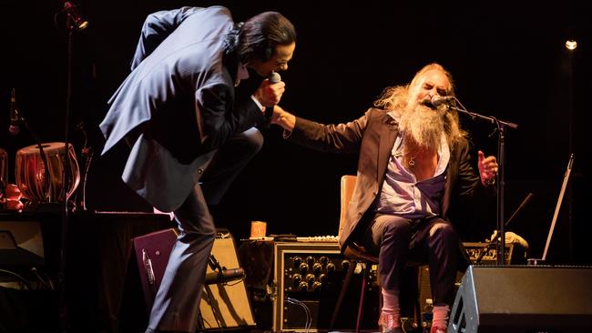 Nick Cave and Warren Ellis performing at Sydney Opera House in their Carnage tour. Picture: Daniel Boud