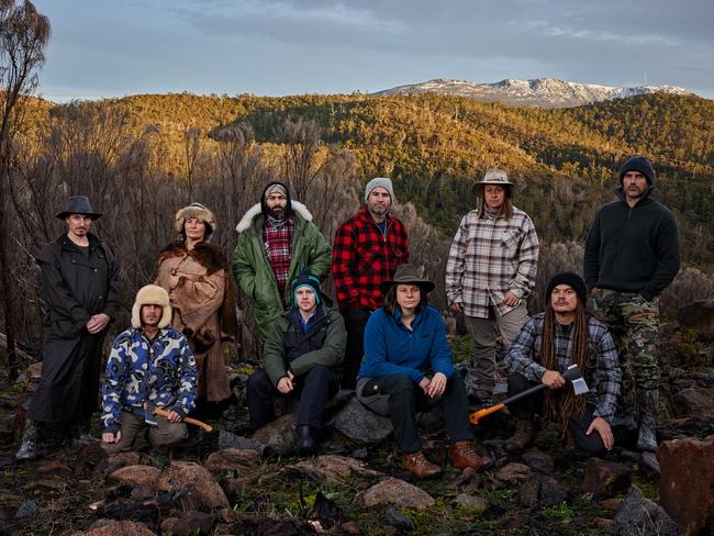 The cast of the Australian series of Alone, L-R: Michael, Duane, Gina, Peter, Jimmy, Chris, Kate, Beck, Rob &amp; Mike. Picture: Narelle Portanier