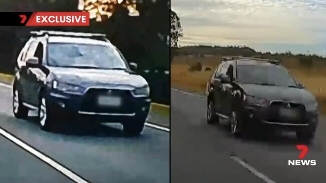 Dash camera footage appeared to capture a man in this vehicle throwing objects at oncoming cars at Fernvale. Pictures: 7 News