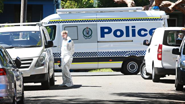 Police at the property where a body was found. Picture: Adam Yip / Manly Daily