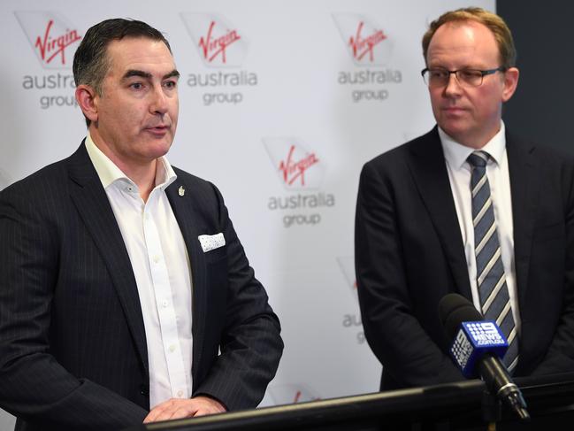 Virgin Australia CEO Paul Scurrah and Deloitte administrator Vaughan Strawbridge.