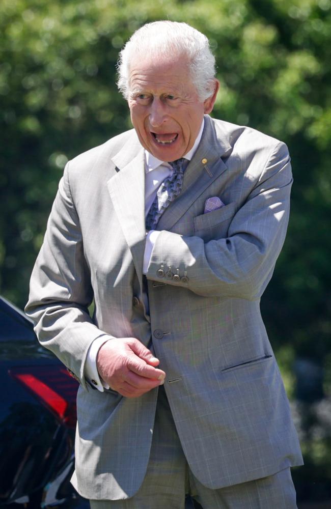 King Charles III has a laugh during the Premier’s Community BBQ on October 22, 2024 in Sydney, Australia. Picture: Brook Mitchell/Getty Images