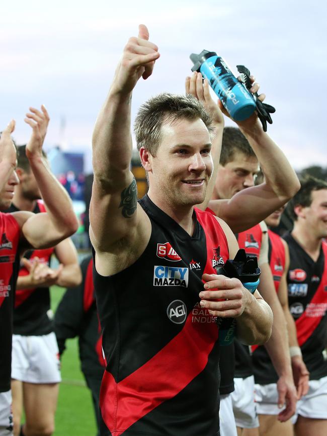 Shannon Green gives West fans the thumbs up as he walks off from his 100th game. Picture: Sarah Reed.