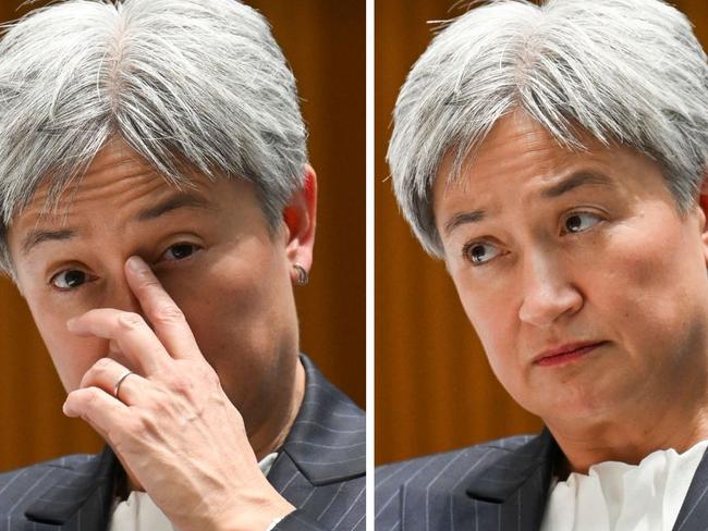 Foreign Minister Penny Wong during Senate estimate hearings on Thursday. Picture: Martin Ollman/ NewsWire