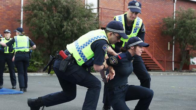 Tasmania Police trainee constables doing operations skills training. Launch of new Tasmania Police recruiting campaign called This is Tasmania Police. Picture: Nikki Davis-Jones